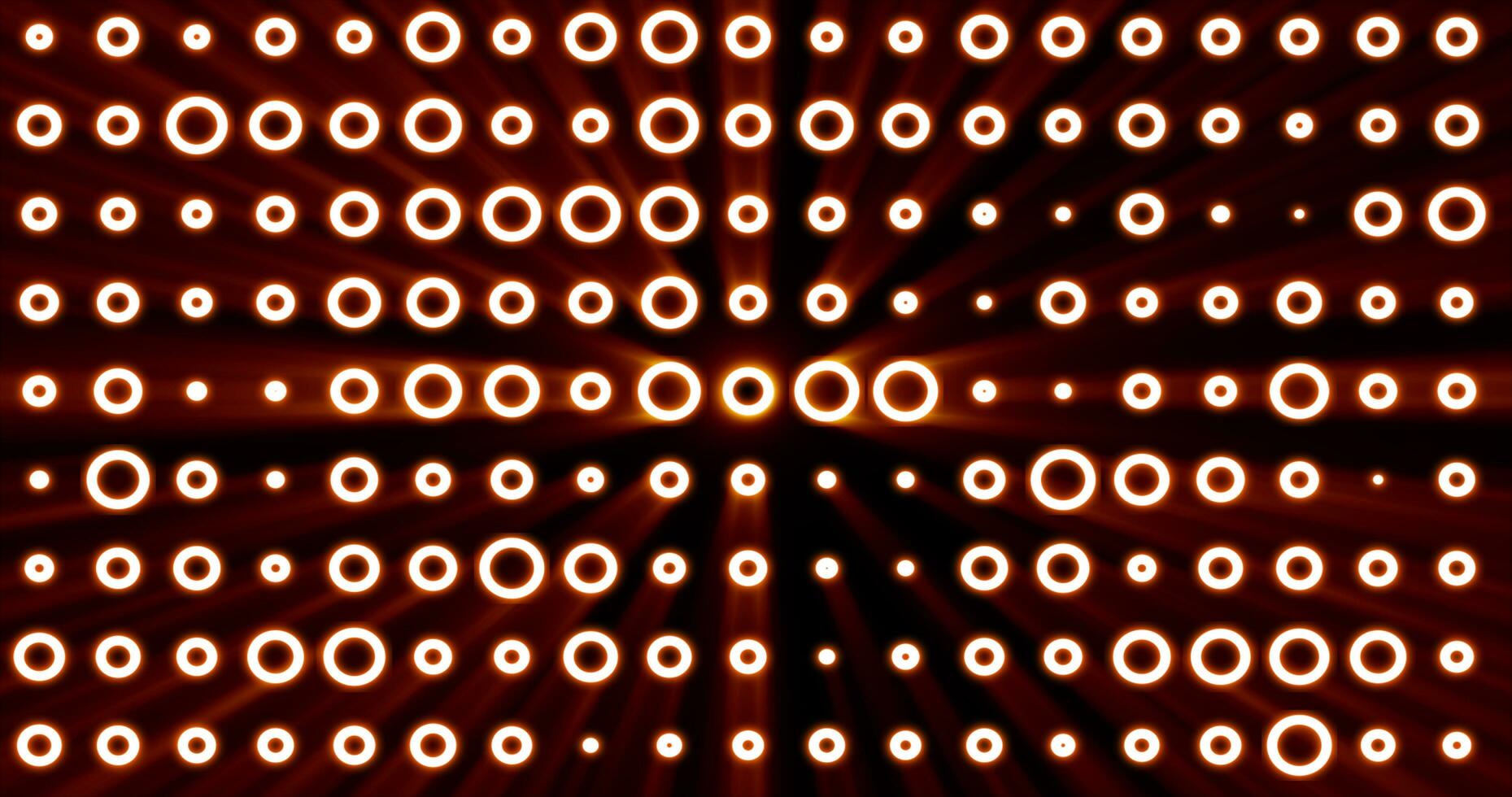 ai-generato astratto sfondo di luminosa arancia giallo raggiante leggero bulbi a partire dal cerchi e puntini di energia Magia discoteca parete foto