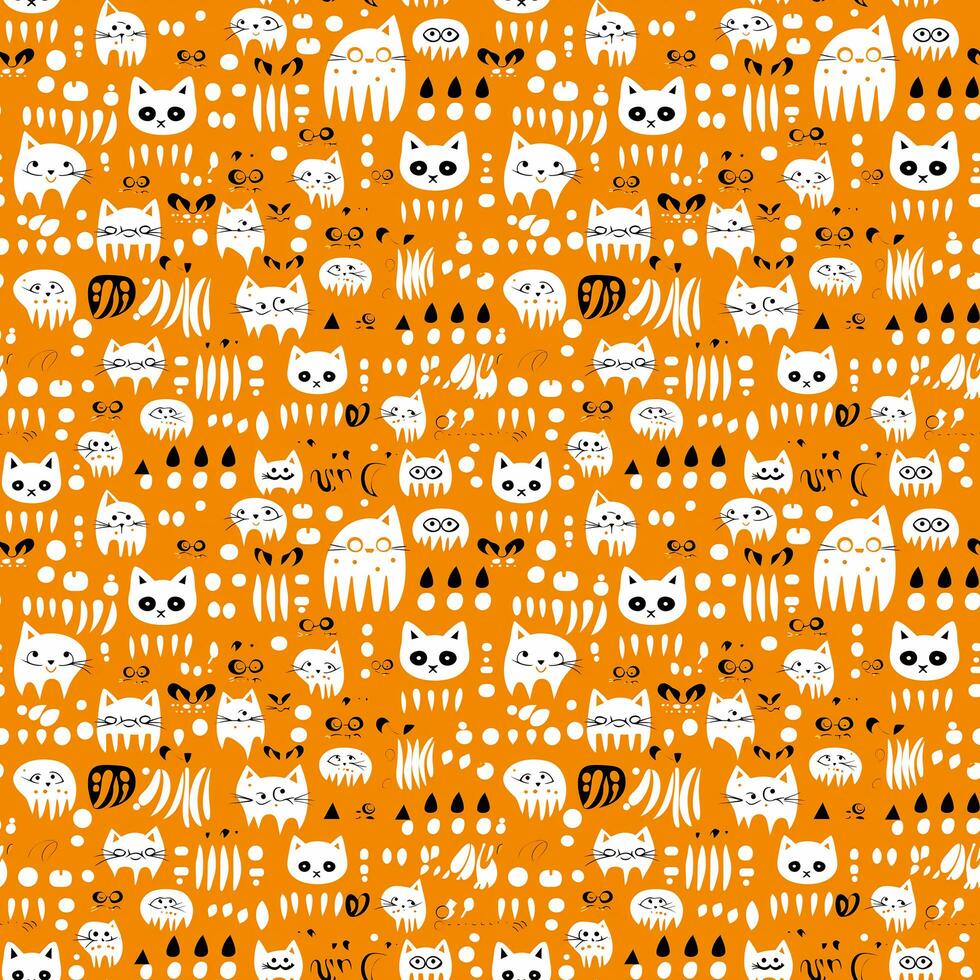 cartone animato arancia e bianca Halloween sfondo senza soluzione di continuità modello foto