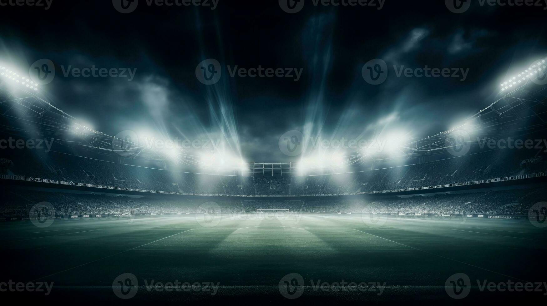 stadio luci contro buio notte cielo sfondo. calcio incontro luci.ai generativo foto