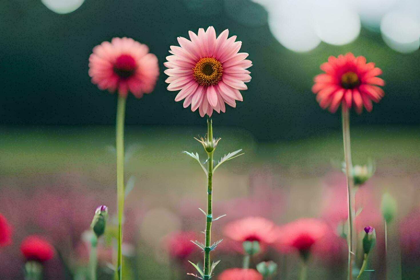 rosa fiori nel un' campo. ai-generato foto