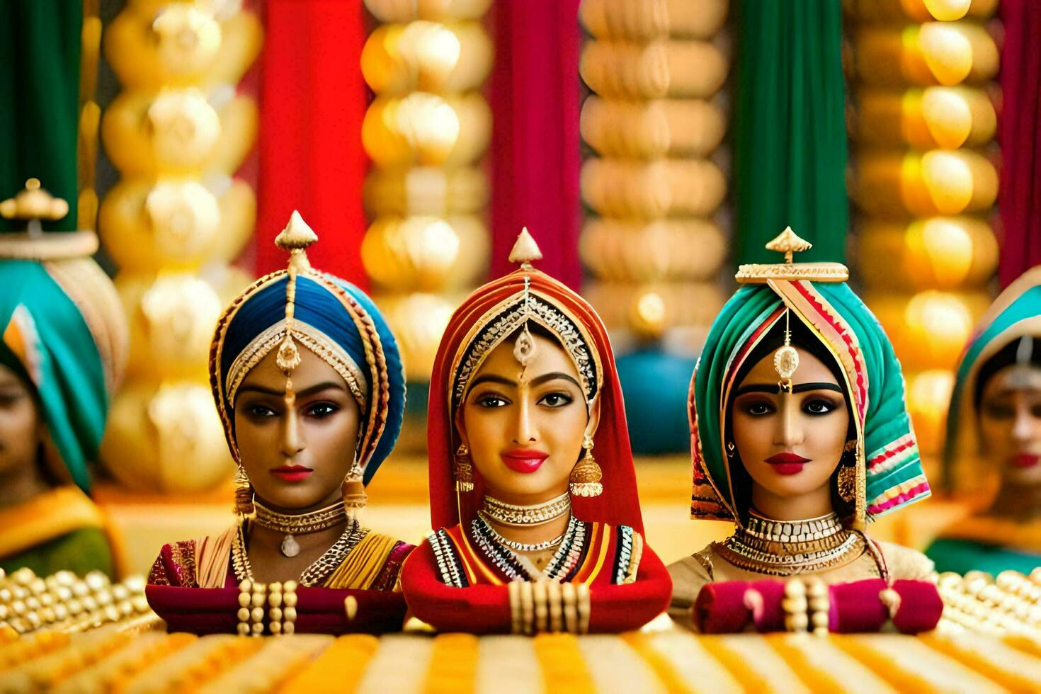 indiano donne nel colorato costumi su Schermo. ai-generato foto