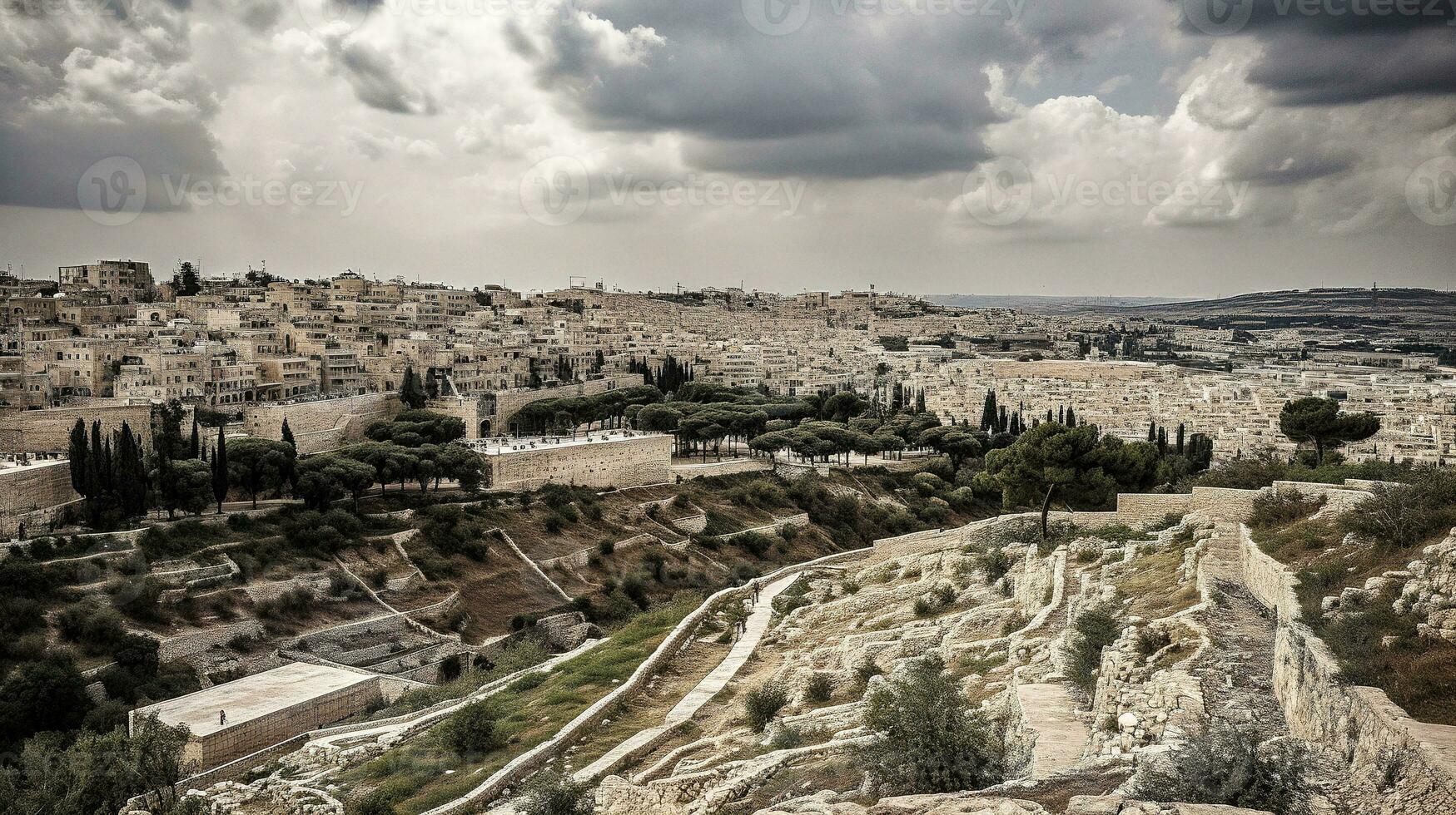 un' grande Visualizza di Gerusalemme generativo ai foto