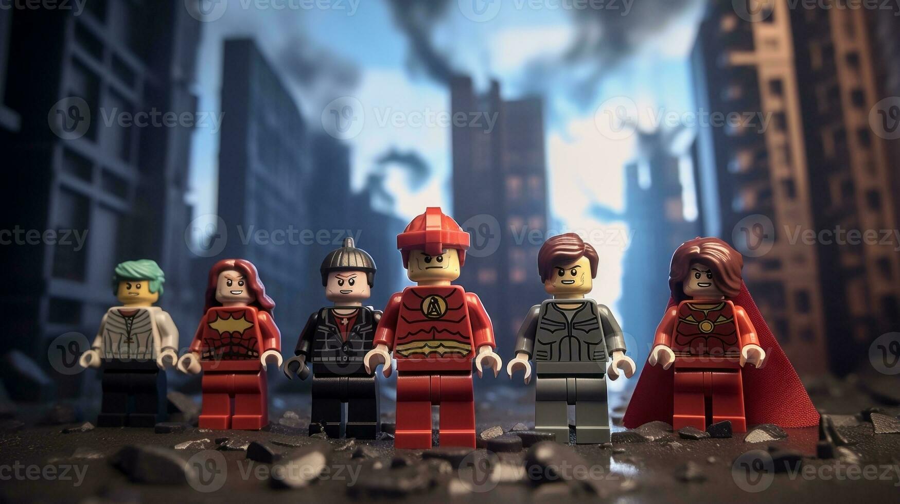 Lego eroi fare squadra su per Salva il mondo ai generativo foto