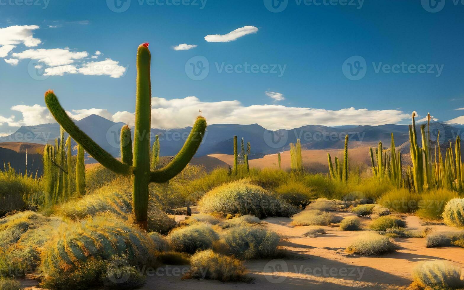 strutturale arazzo di deserto cactus, esplorando il intricato e unico modelli di arido bellezza. ai generato foto