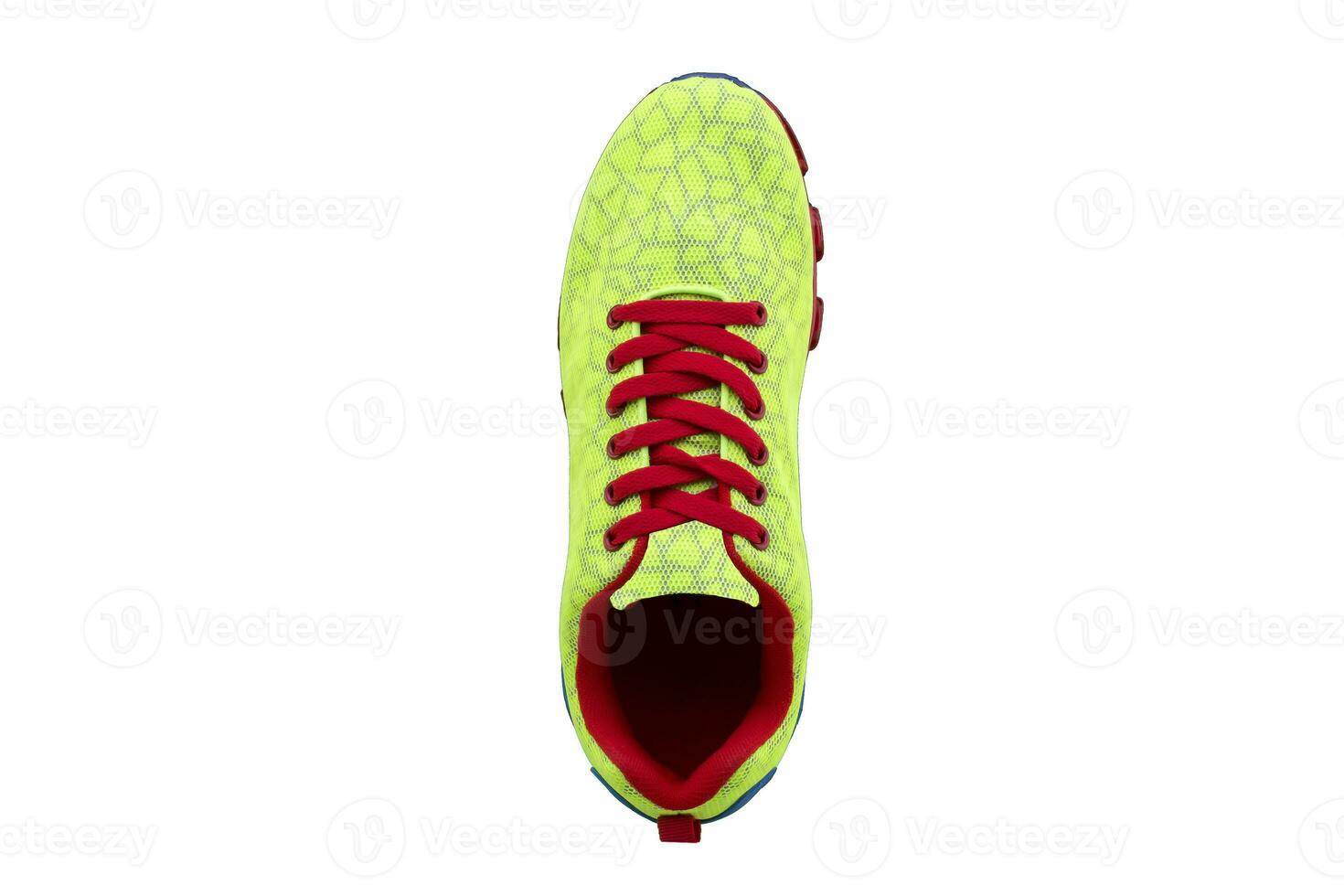 luminosa verde scarpe da ginnastica con un' convesso suola. sport scarpe su bianca sfondo foto