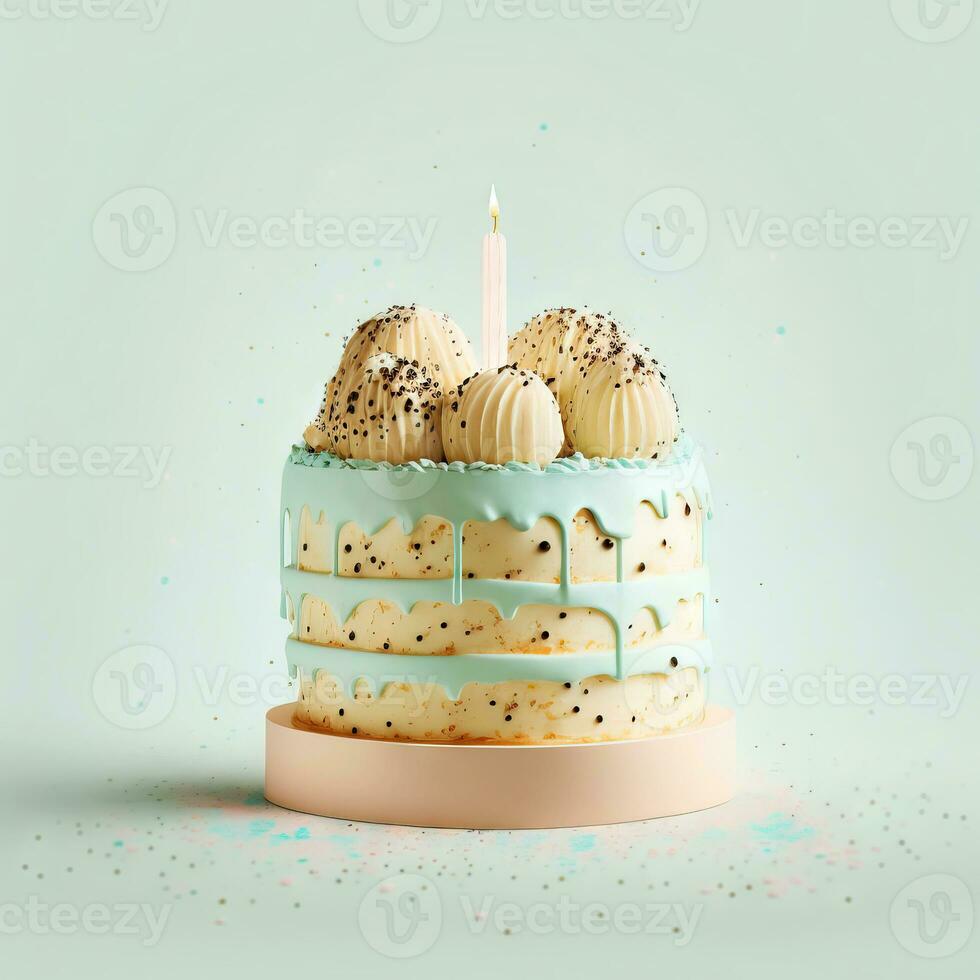 dolce compleanno torta nel pastello colori. generativo ai foto