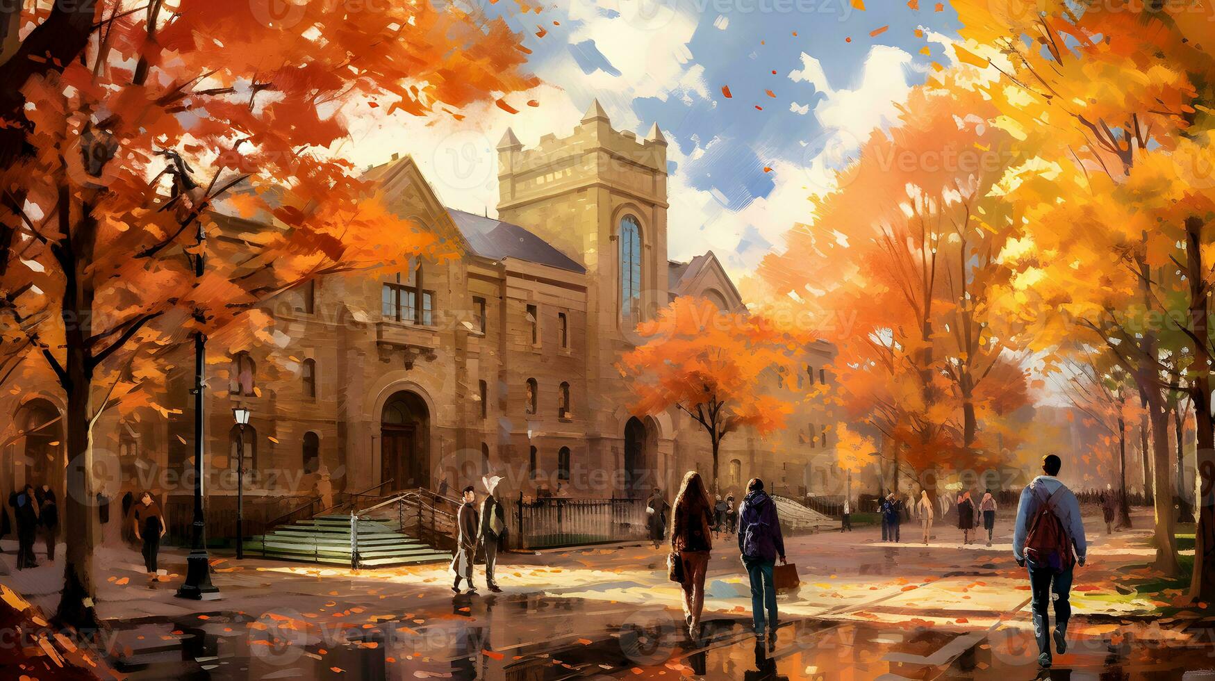 autunno trambusto su città universitaria generativo ai foto