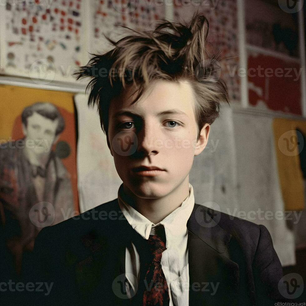 generativo ai ritratto Arthur rimbaud come un' moderno adolescente foto