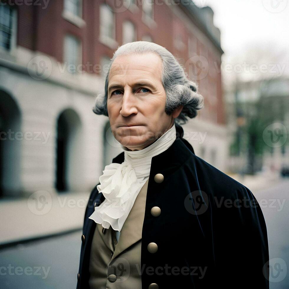 fotografico ritratto di Giorgio Washington trasformato in un' travolgente generativo ai capolavoro. foto