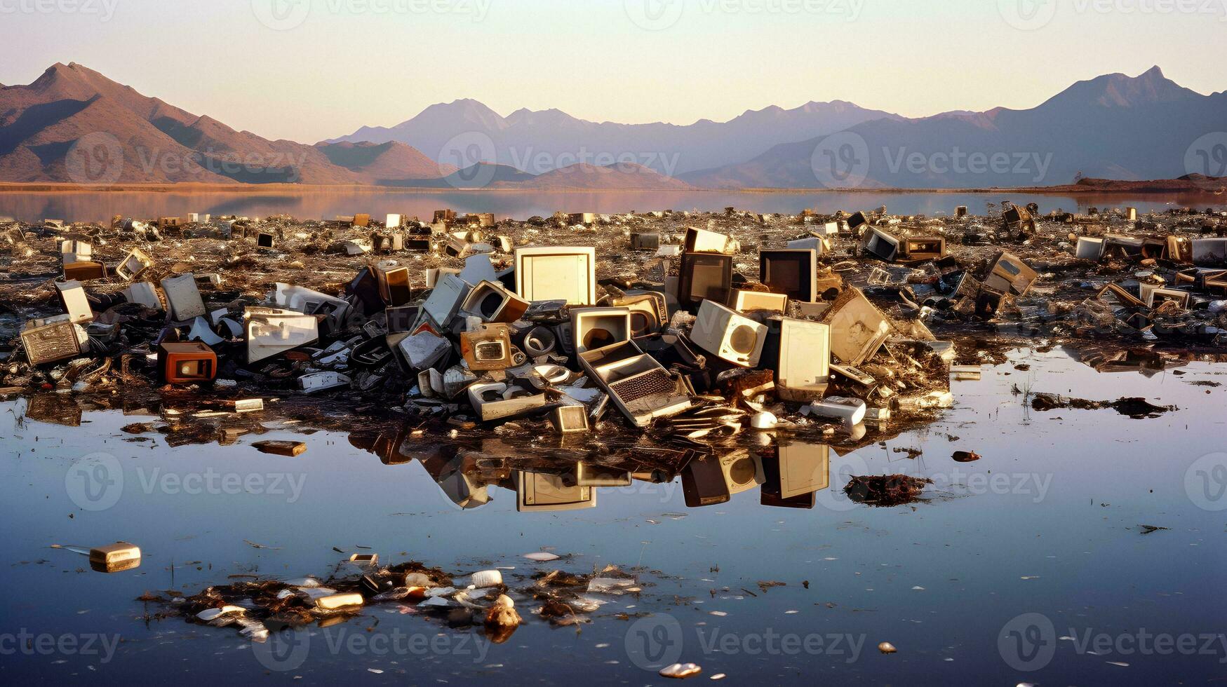 ai-generato gigantesco montagna di e-waste foto