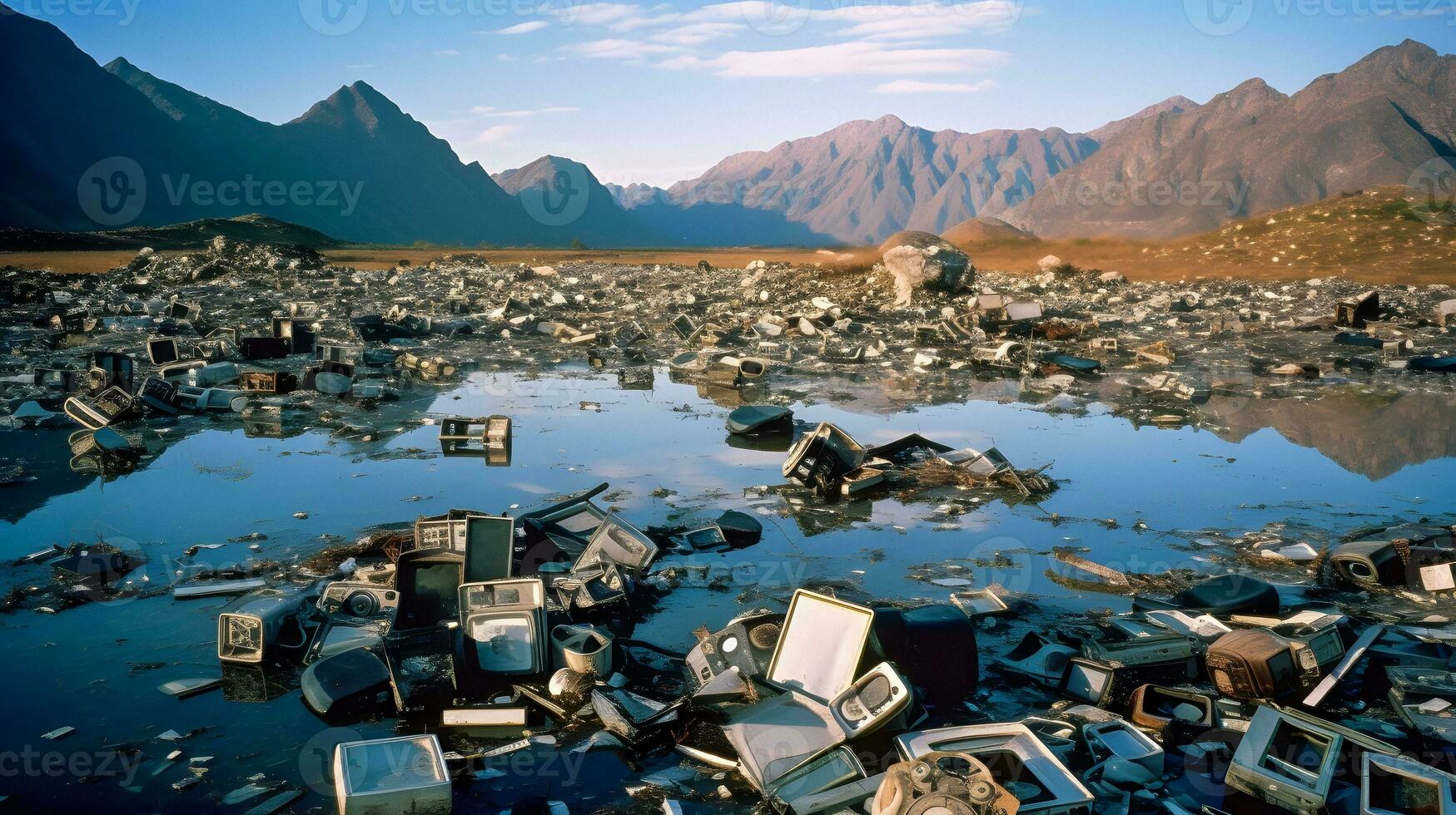 ai-generato gigantesco montagna di e-waste foto