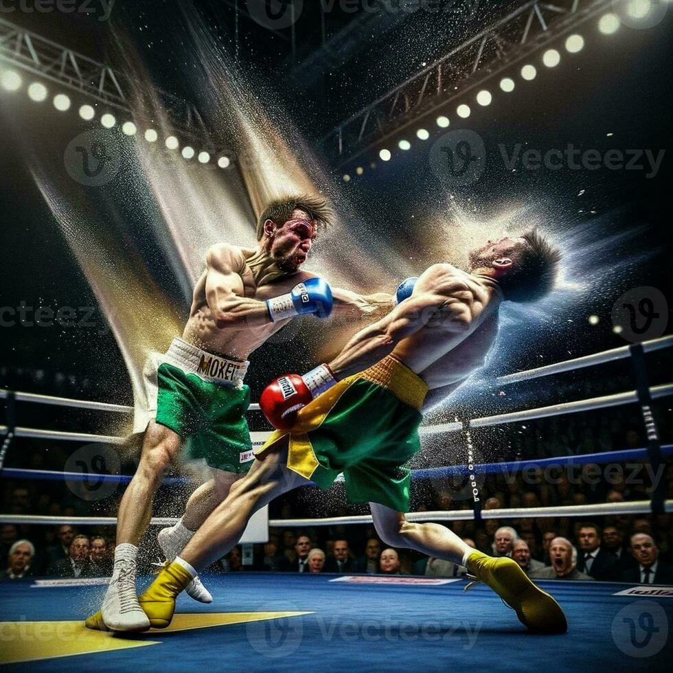 ai-generato colore Immagine di un' tramortire boxe punch foto