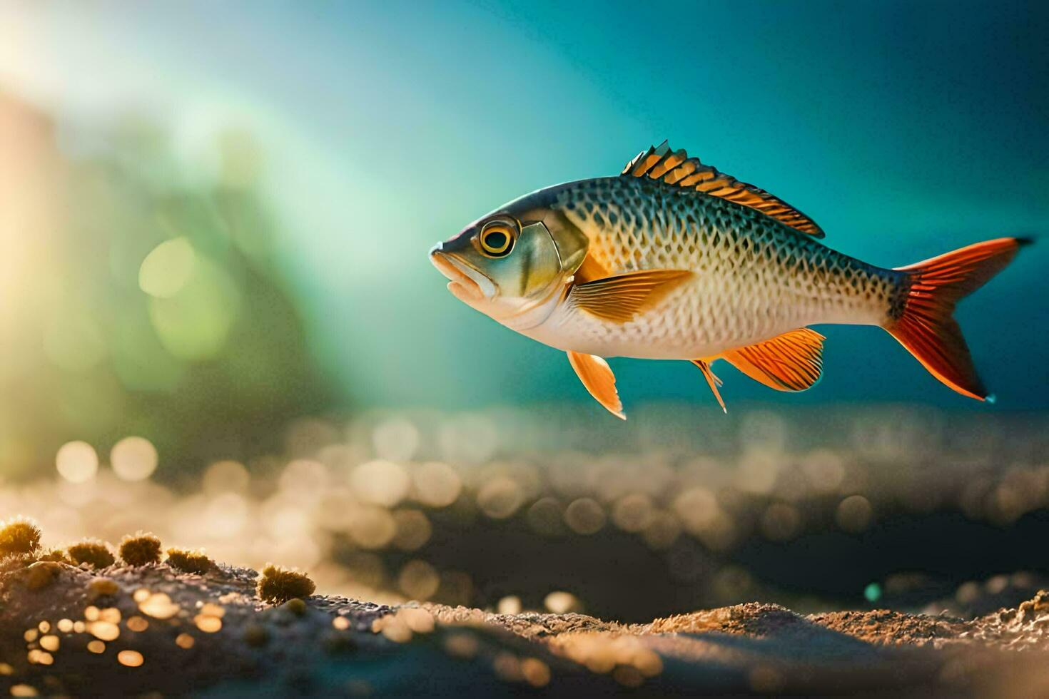 un' pesce è nuoto nel il acqua. ai-generato foto