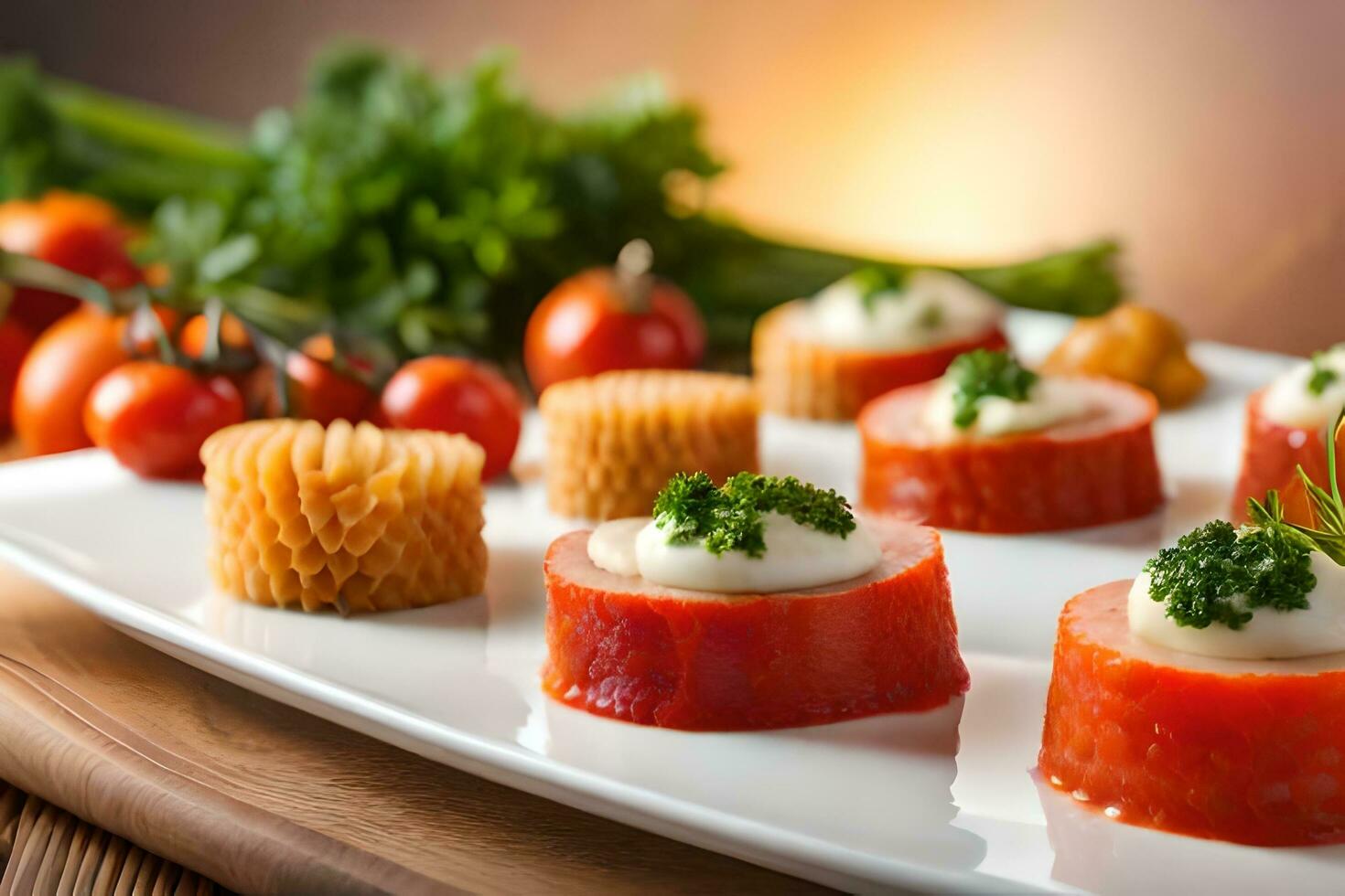 un' piatto con Antipasti e verdure. ai-generato foto