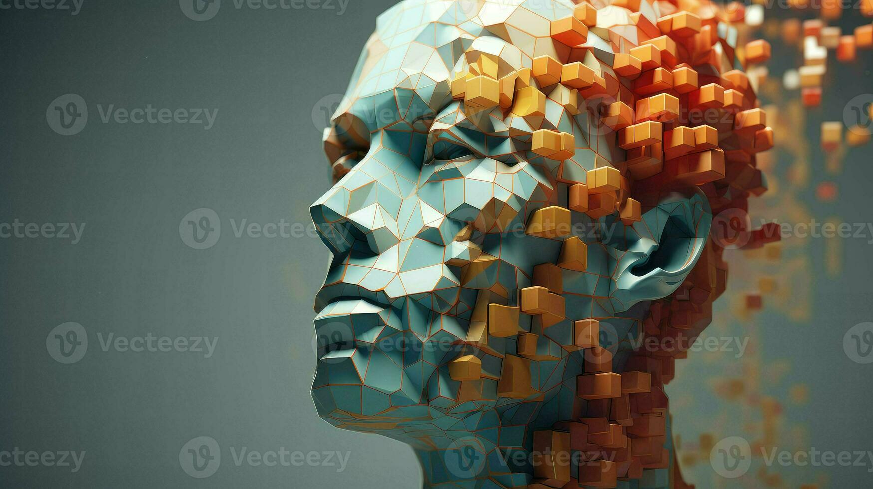 artificiale voxel umano testa ai generato foto