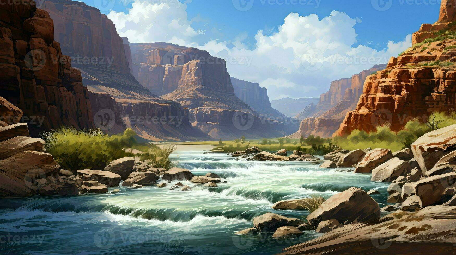 fiume canyon rapide veloce ai generato foto