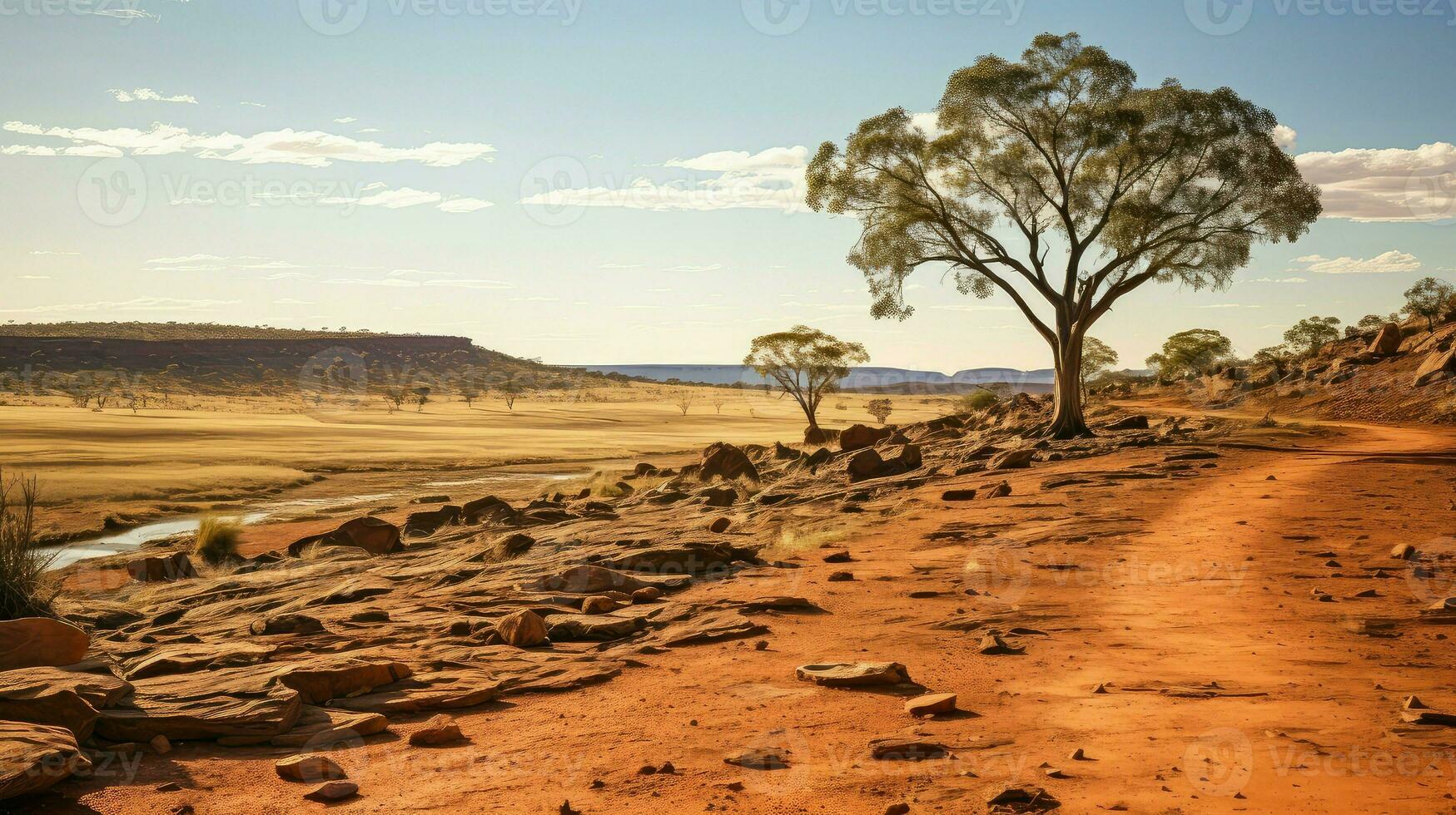 paesaggio australiano entroterra a distanza ai generato foto