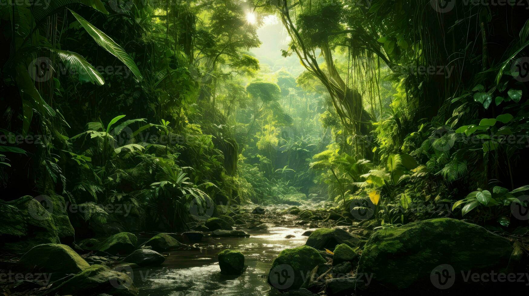 tropicale giamaicano foresta pluviale lussureggiante ai generato foto