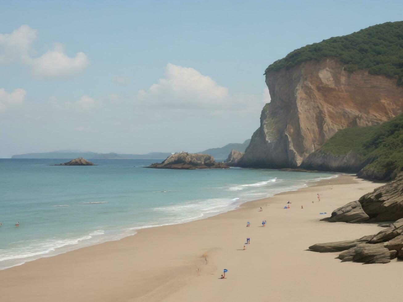 spiaggia bellissimo vicino su Immagine ai generato foto