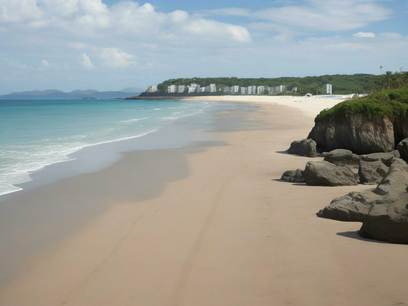 spiaggia bellissimo vicino su Immagine ai generato foto