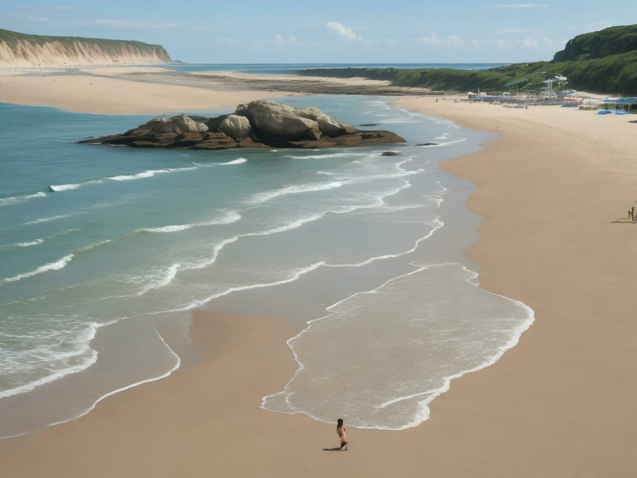 spiaggia bellissimo vicino su Immagine ai generato foto