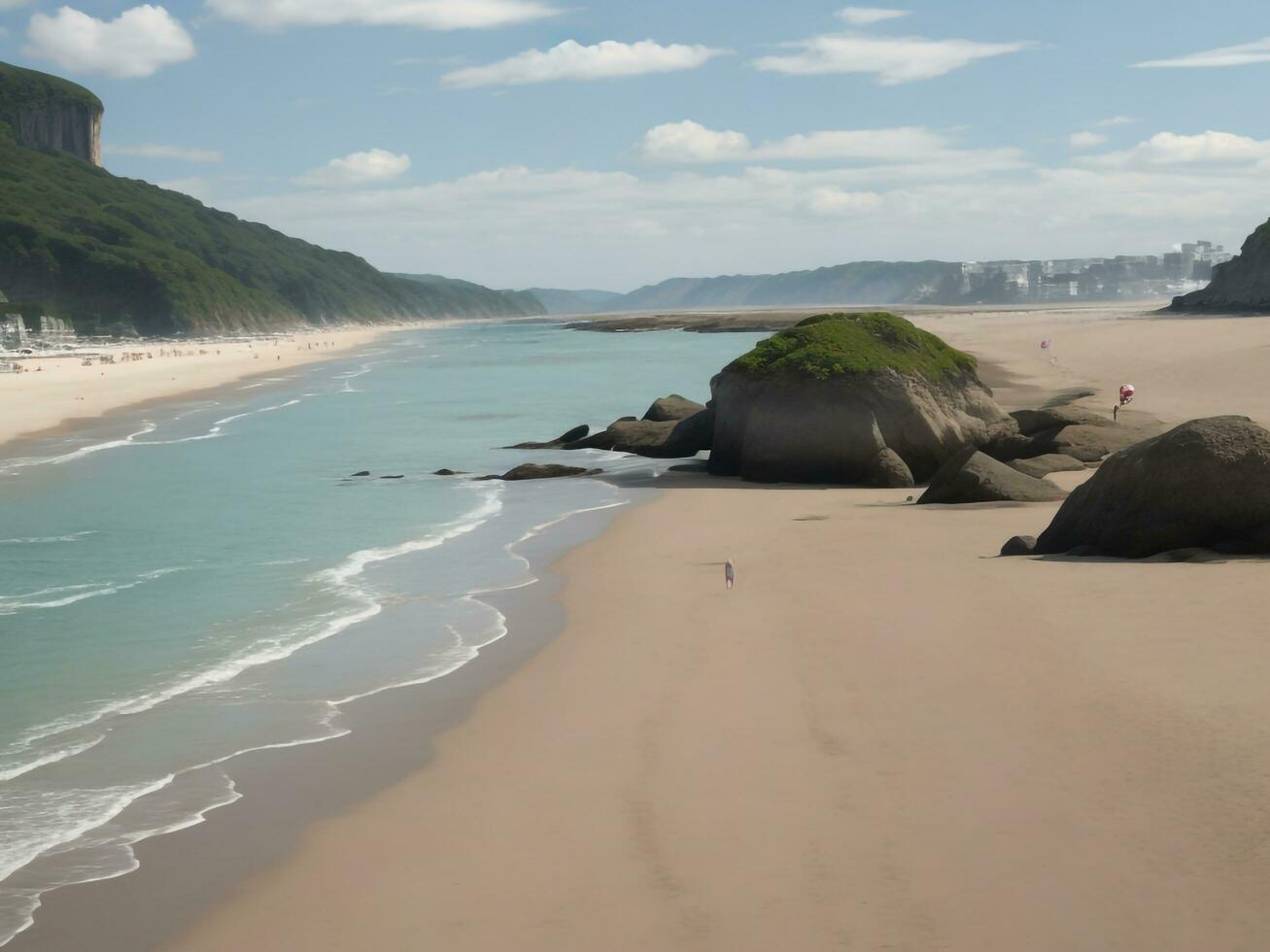 spiaggia bellissimo vicino su Immagine ai generato foto