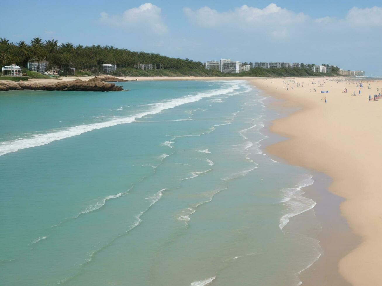 spiaggia bellissimo vicino su Immagine ai generato foto