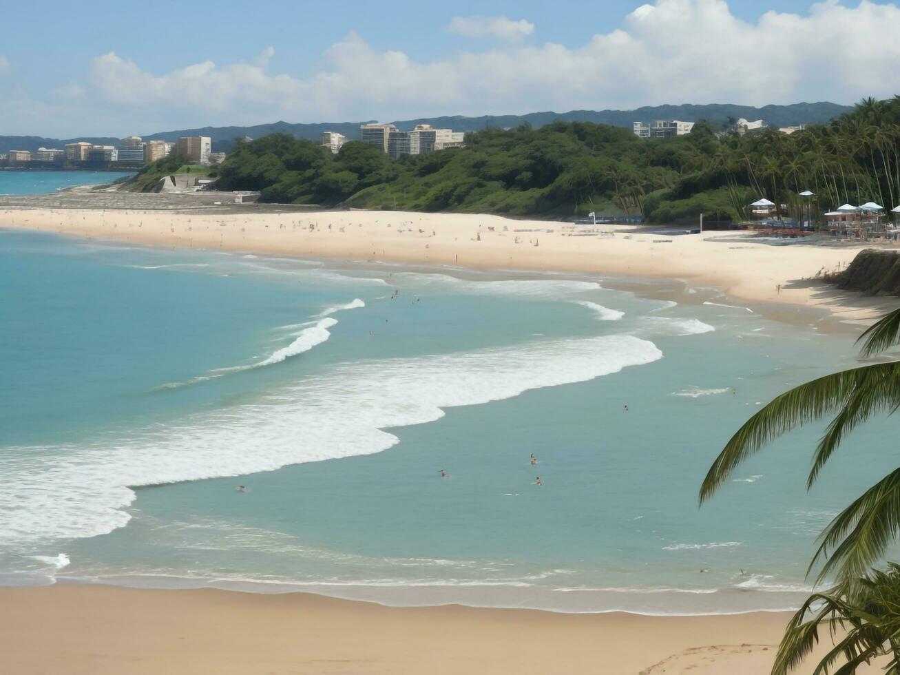 spiaggia bellissimo vicino su Immagine ai generato foto