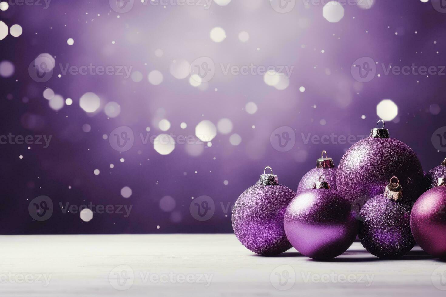 viola Natale palle al di sopra di sfocato sfondo. ai generativo foto