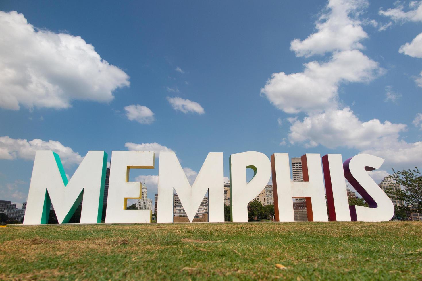 segno di memphis sull'isola di fango, memphis, tennessee foto