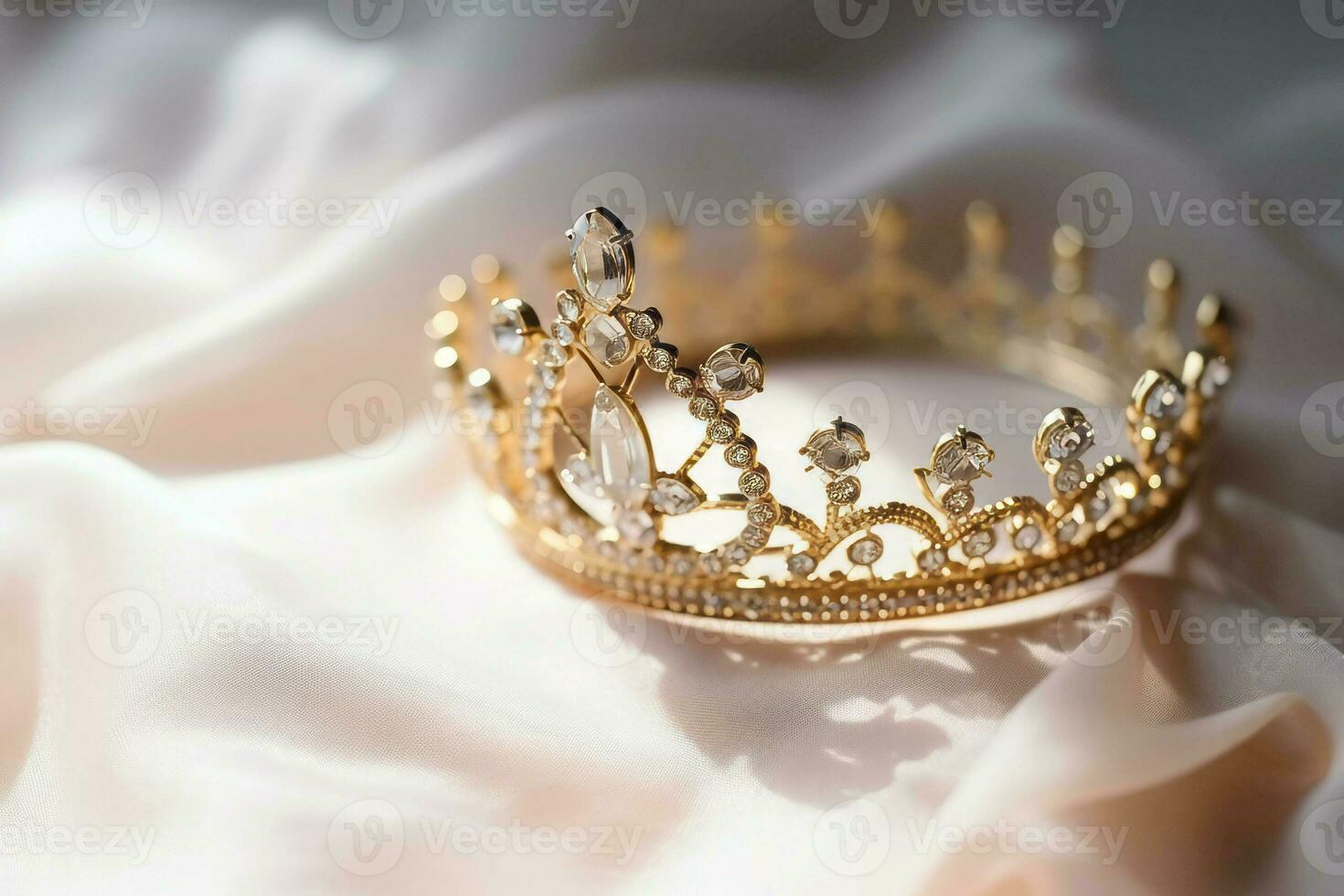 lusso oro tiara con diamanti. creare ai foto