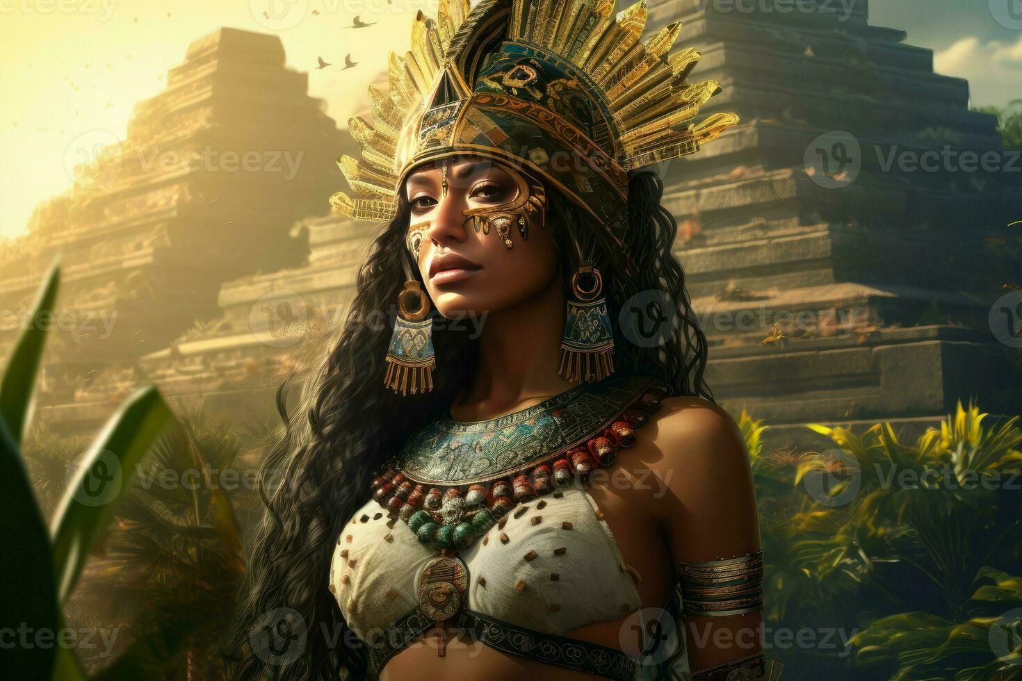 azteco donna piramide. creare ai foto
