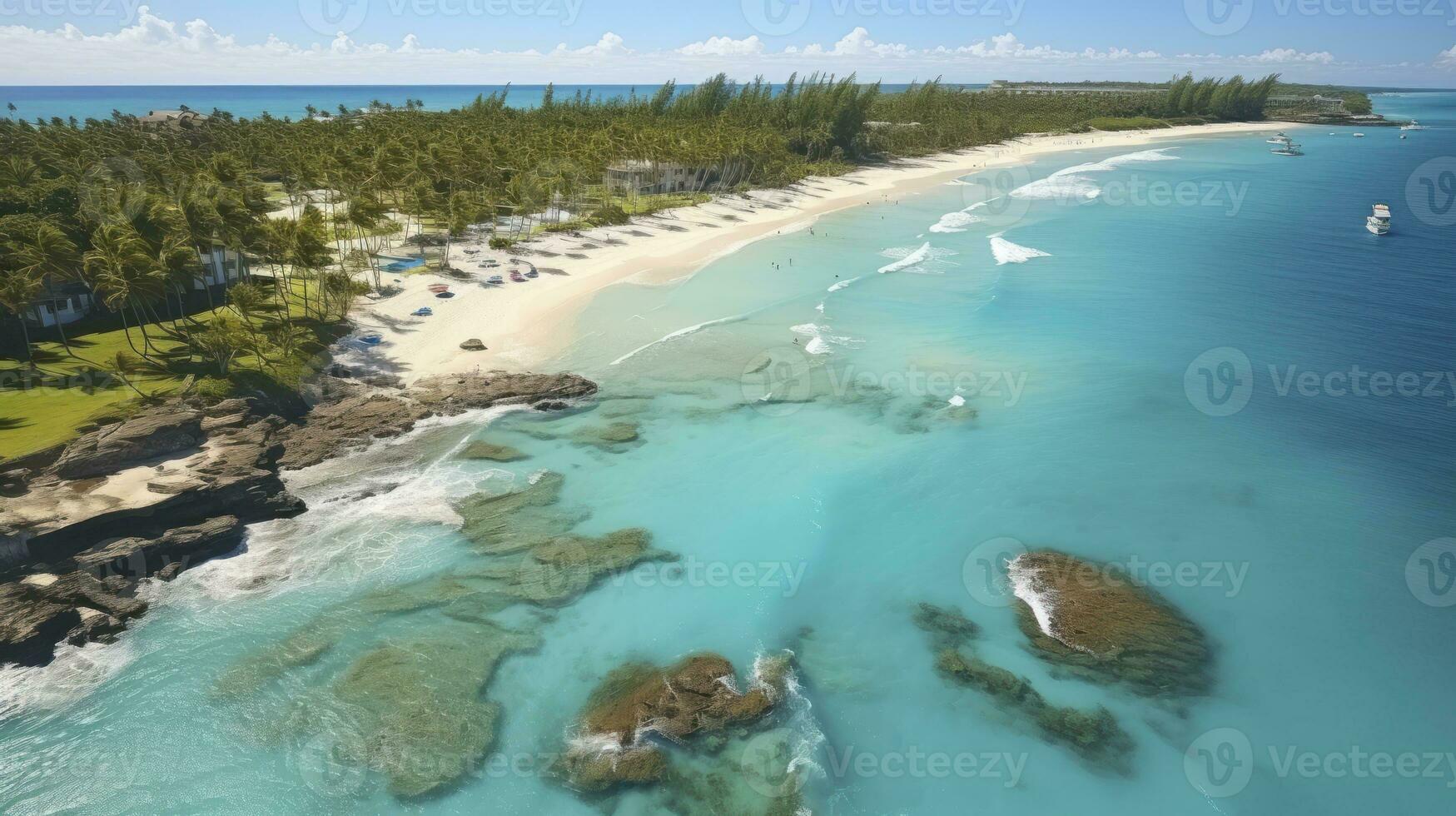 bellissimo caraibico spiaggia nel aereo Visualizza. generativo ai foto