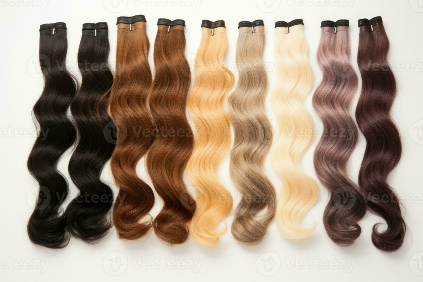 multicolore umano capelli estensione gruppi collezione. ai generato foto