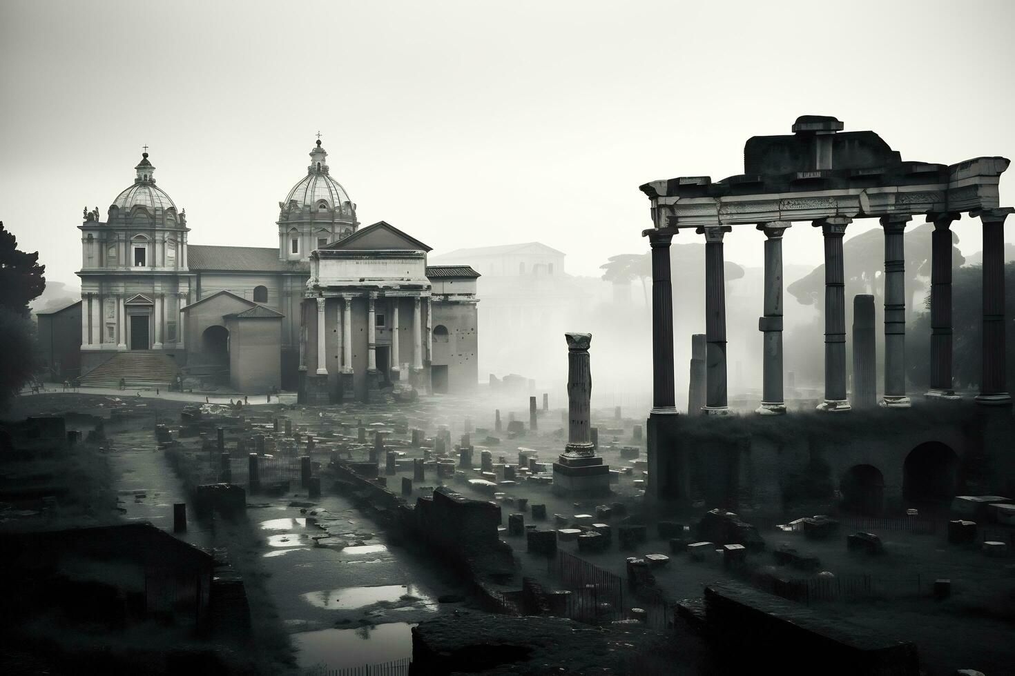 antico romano rovine a il romano Forum generativo ai foto