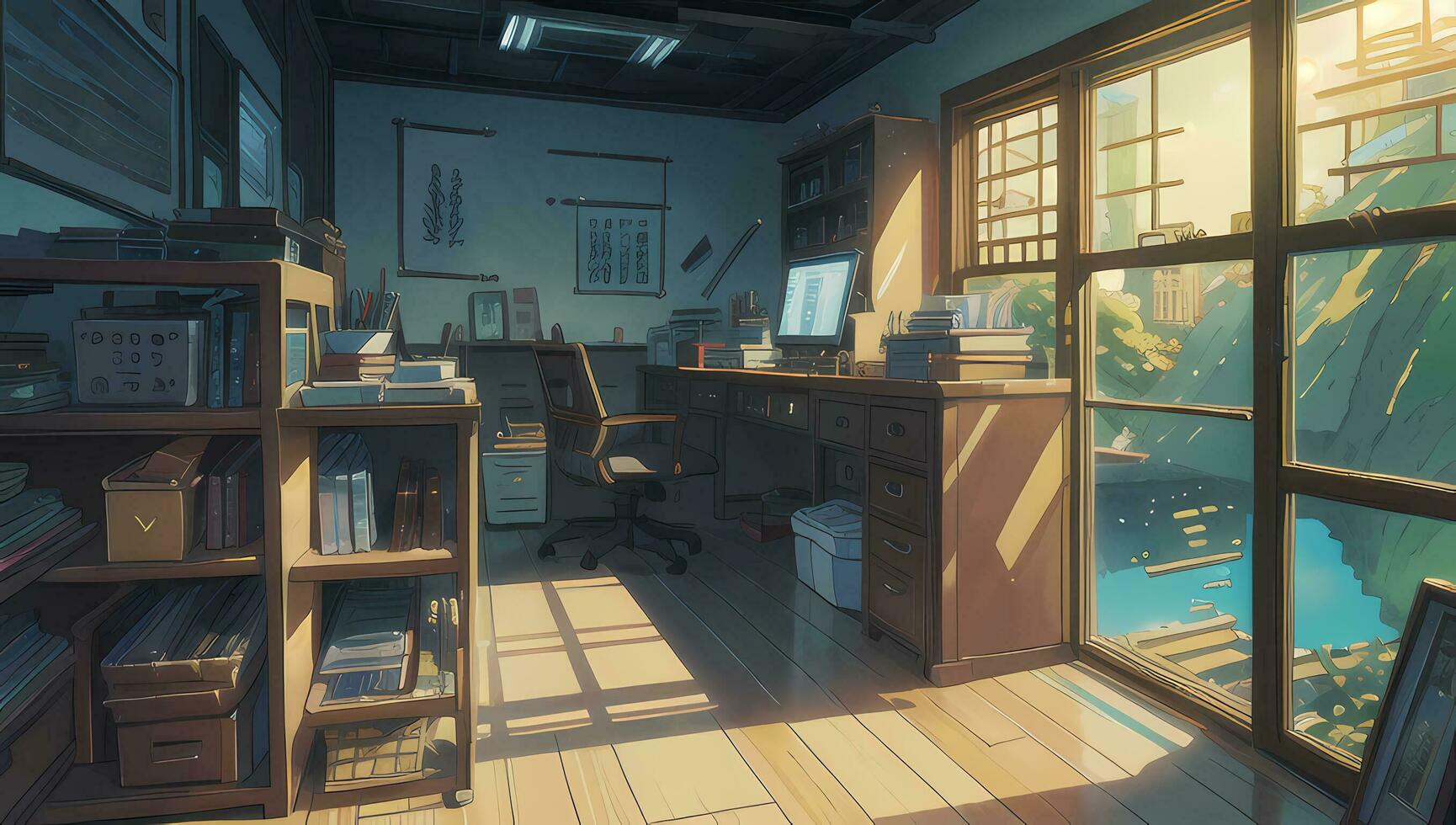 ufficio moderno fantasia grafico romanzo anime manga sfondo foto