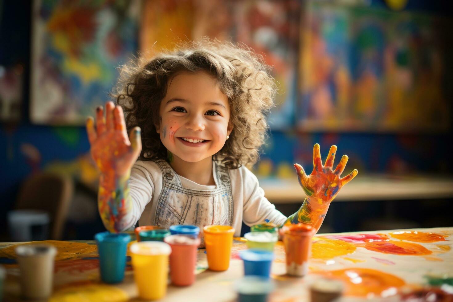 carino bambino con vernici foto