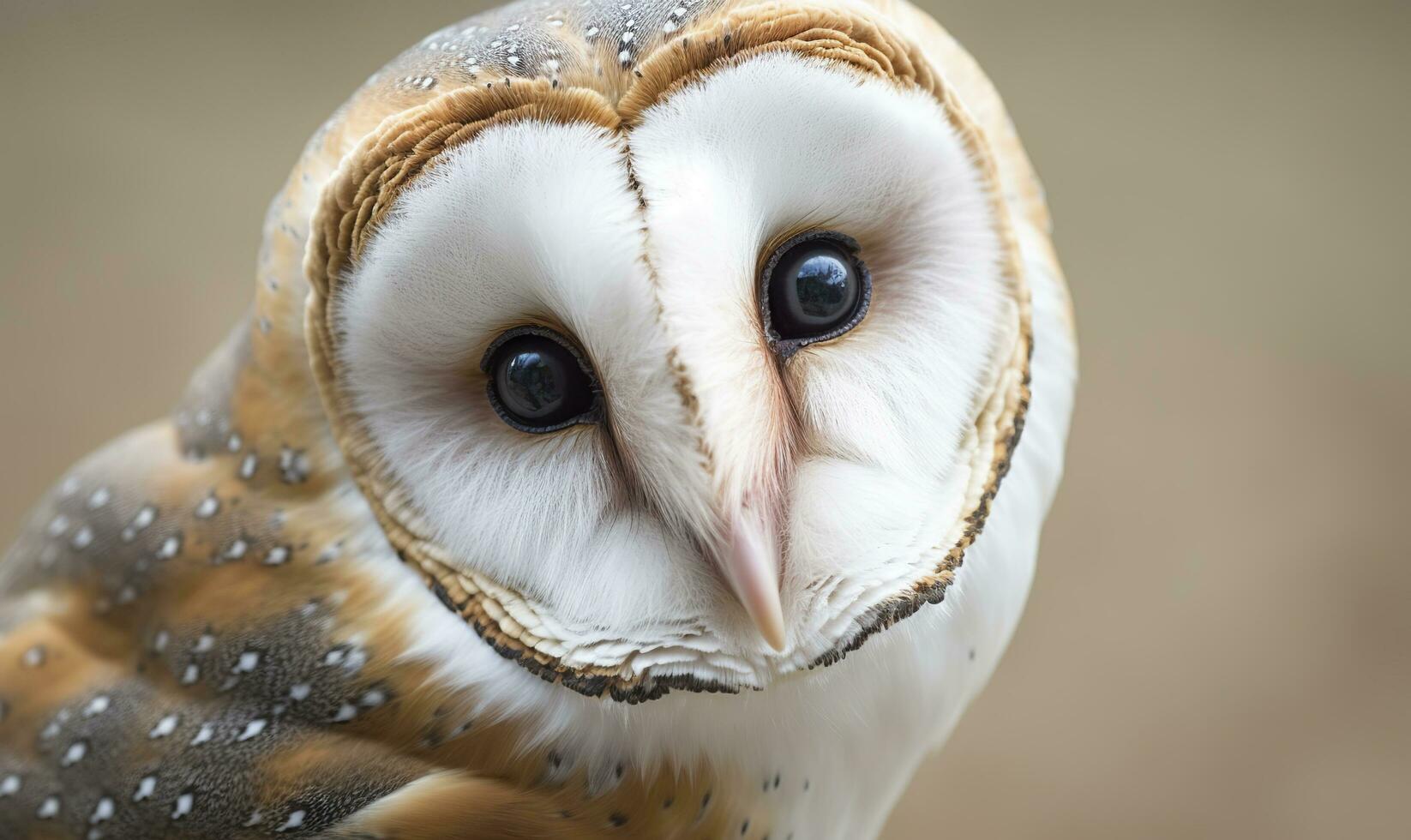 tyto alba testa, un' Comune fienile gufo. vicino su. generativo ai foto