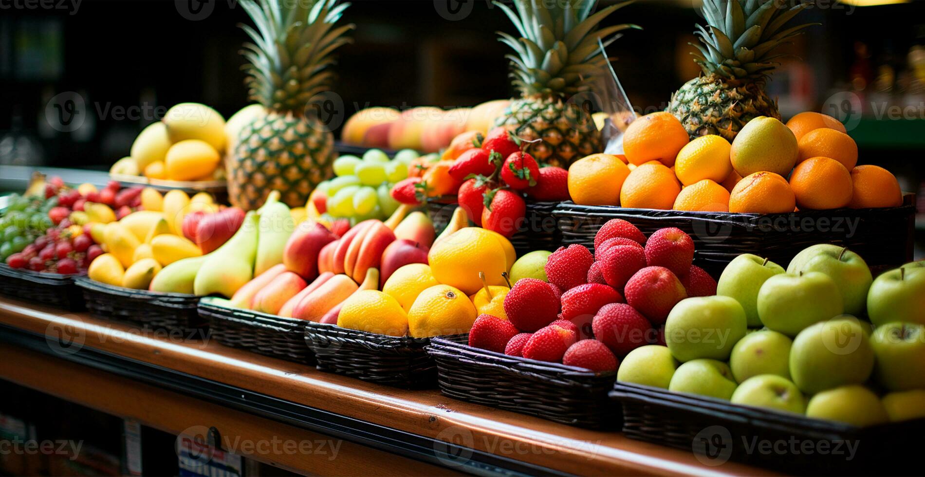drogheria negozio, supermercato, fresco frutta mercato, eco cibo - ai generato Immagine foto