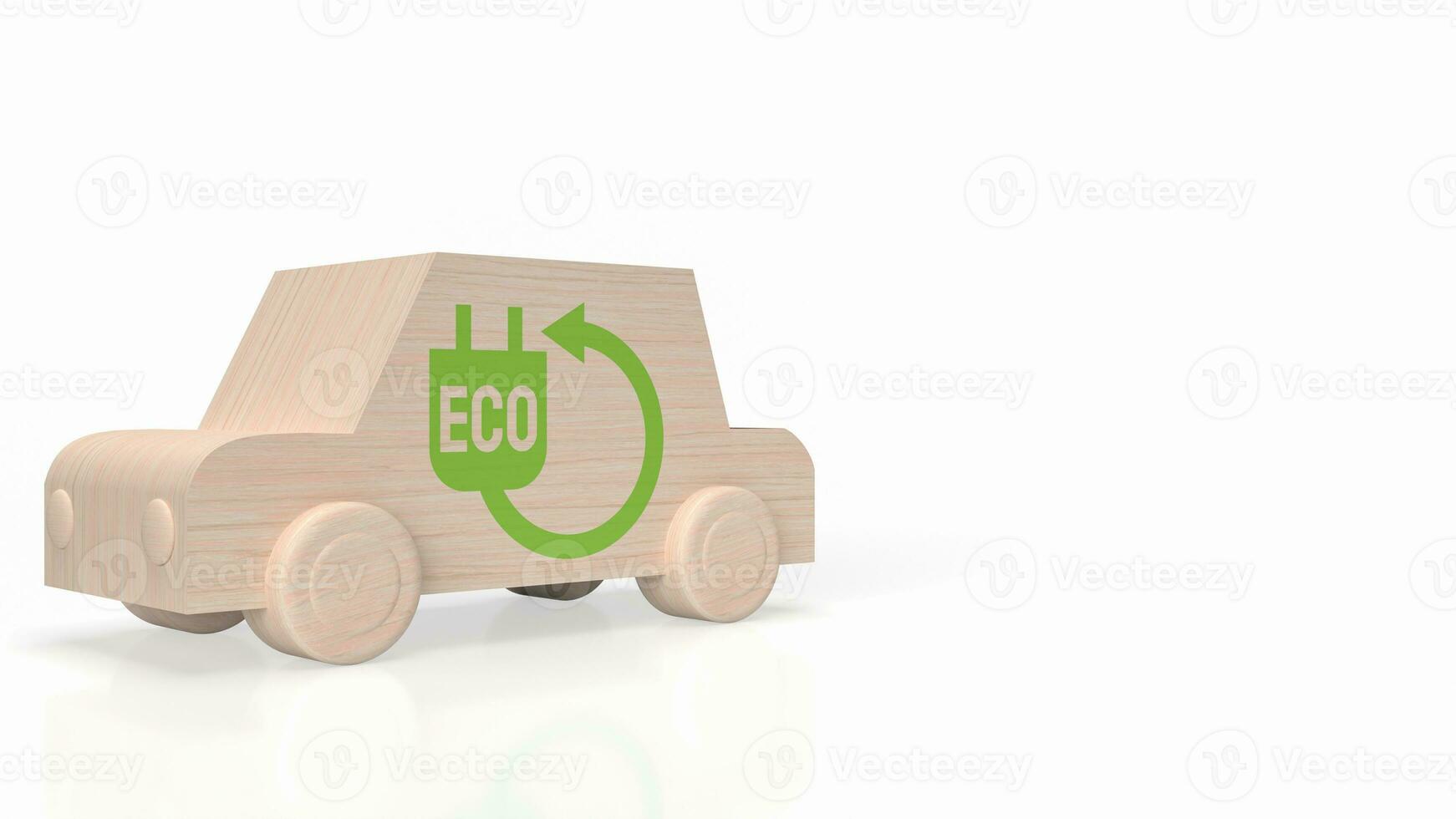 il legna auto e eco icona per ecologico concetto 3d interpretazione foto