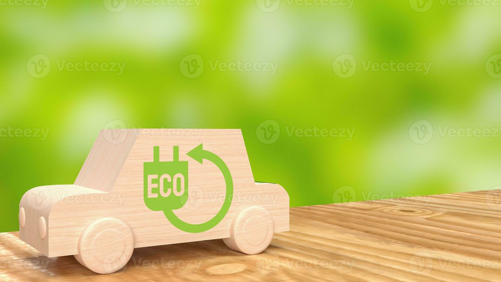 il legna auto e eco icona per ecologico concetto 3d interpretazione foto