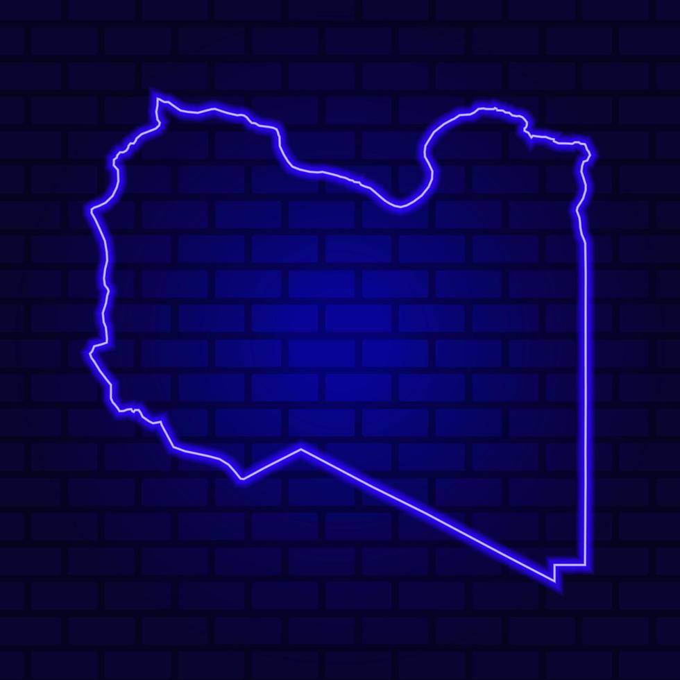 Insegna al neon della Libia sul fondo del muro di mattoni foto