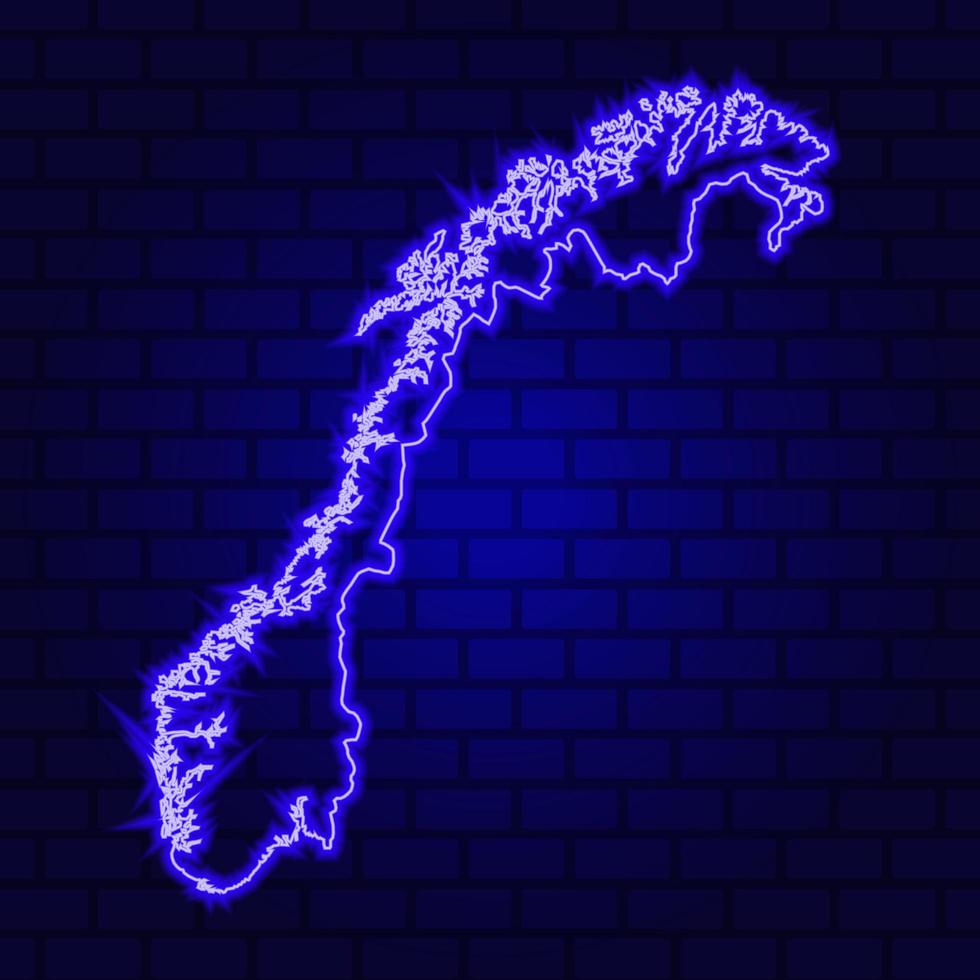 Norvegia incandescente insegna al neon sullo sfondo del muro di mattoni foto