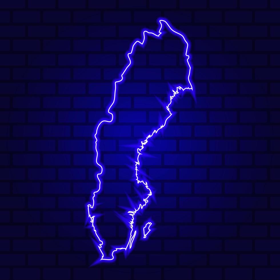 Svezia incandescente insegna al neon sullo sfondo del muro di mattoni foto