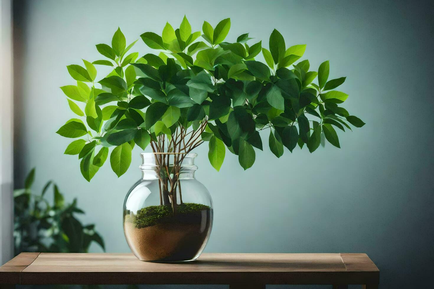 un' in vaso pianta nel un' vaso su un' tavolo. ai-generato foto