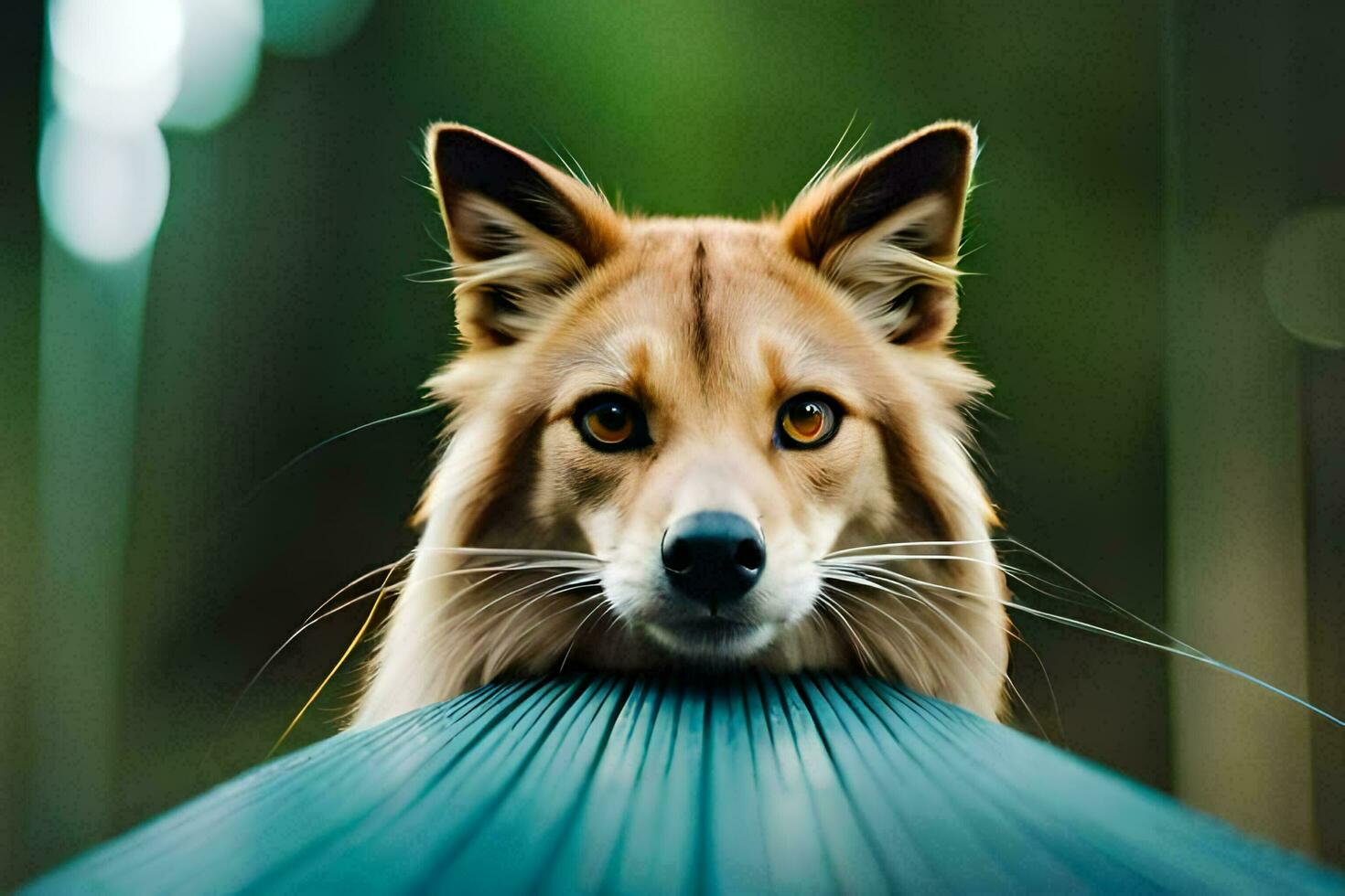 un' cane è seduta su un' panchina guardare a il telecamera. ai-generato foto