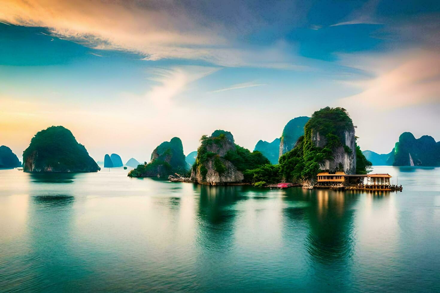 il bellissimo scenario di halong baia nel Vietnam. ai-generato foto