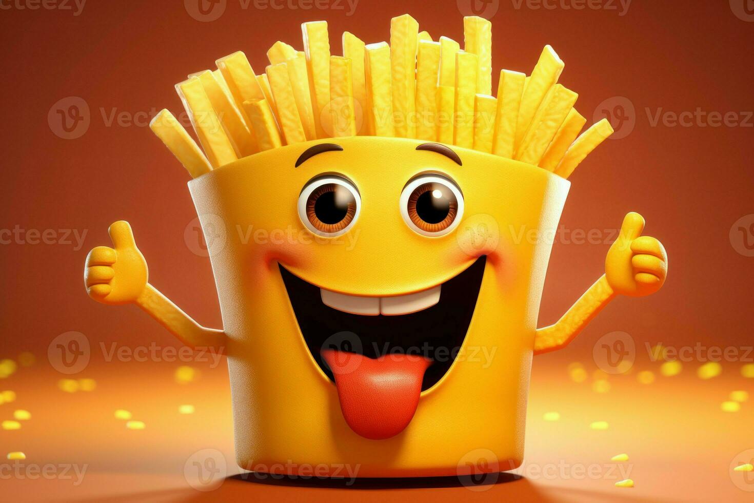 affascinante sorridente patatine fritte carattere. creare ai foto