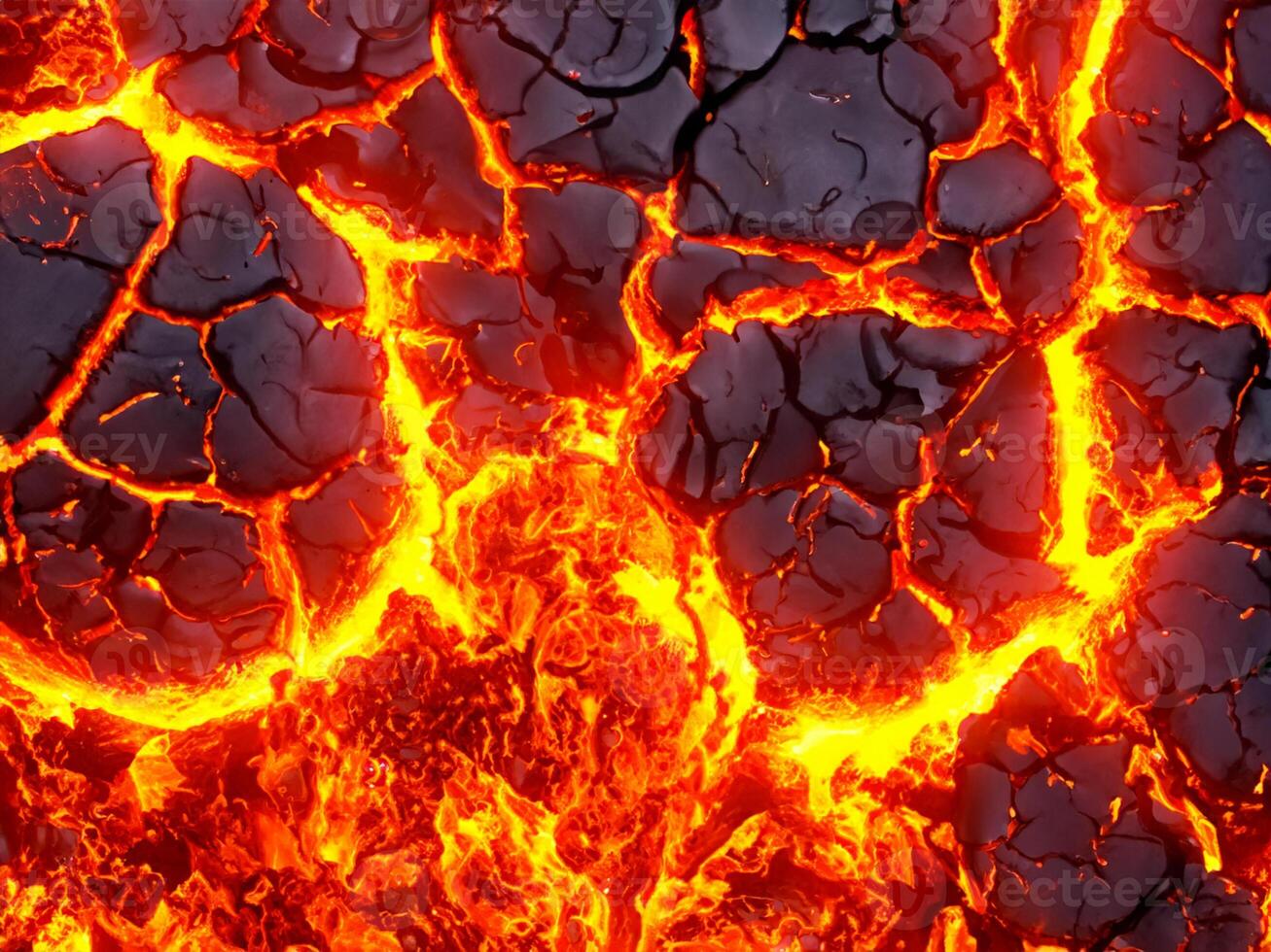 ardente fuoco con lava e magma , fuoco sfondo foto