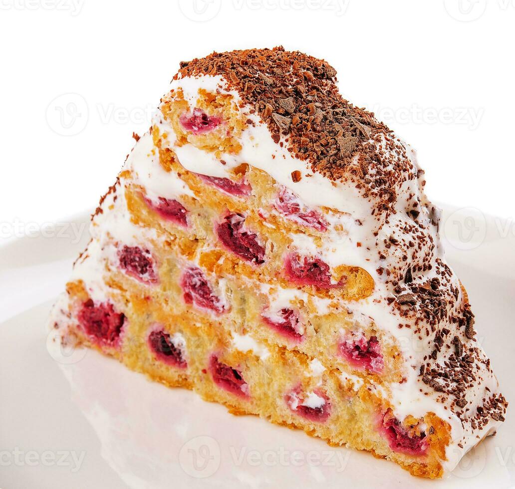 ciliegia torta con crema e cioccolato spruzzatori foto